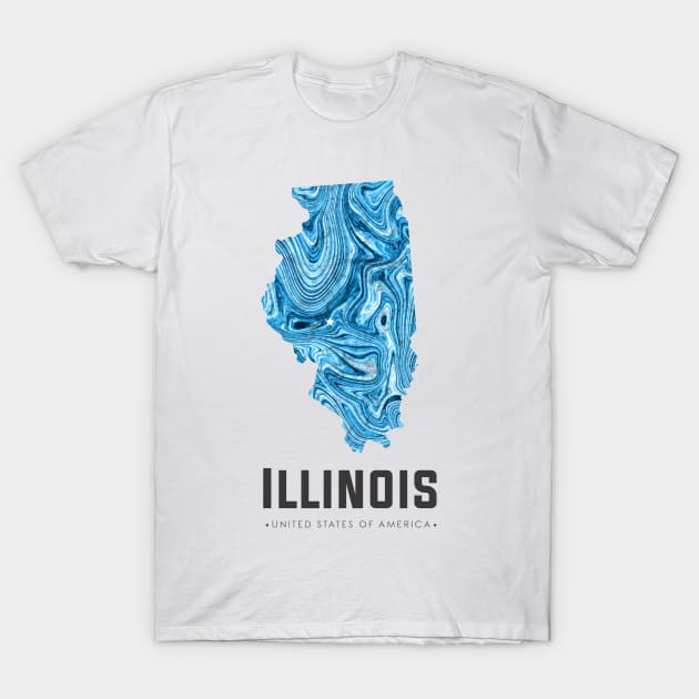 Illinois state map abstract blue T-Shirt by StudioGrafiikka